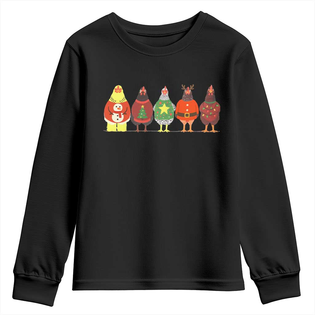 Сute Christmas Chickens Youth Sweatshirt Funny Xmas Chickens Farm Animals Lover Gift - Wonder Print Shop