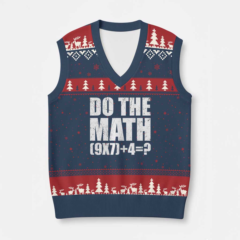 Do The Math 67 Meme V-Neck Knit Sweater Vest Funny Six Seven Meme Brainrot Math Teacher - Wonder Print Shop