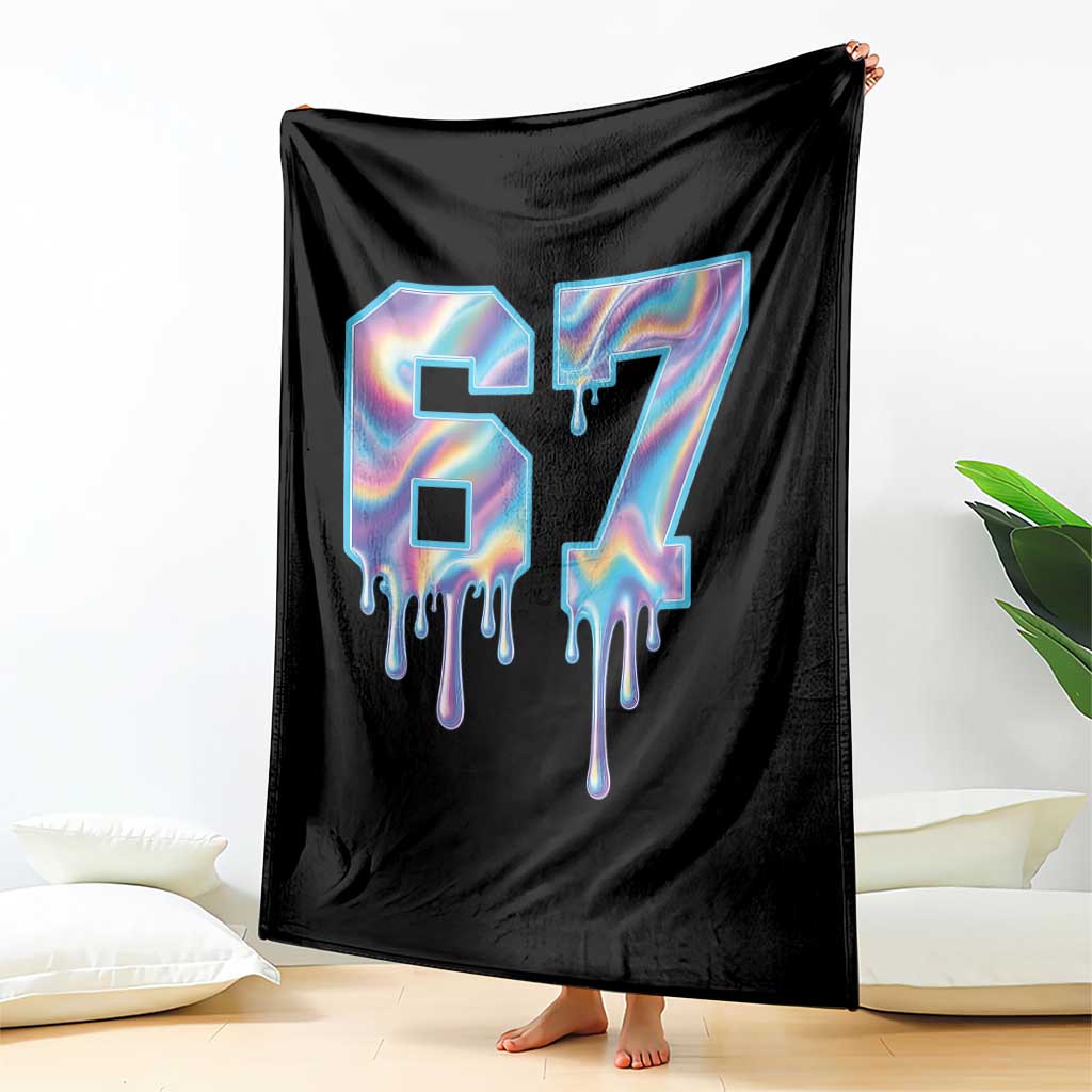 Baseball Drip Number 67 Player Throw Blanket Funny Six Seven Meme 67th Birthday Holographic Dripping - Wonder Print Shop