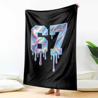 Baseball Drip Number 67 Player Throw Blanket Funny Six Seven Meme 67th Birthday Holographic Dripping - Wonder Print Shop