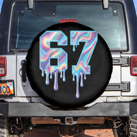 Baseball Drip Number 67 Player Spare Tire Cover Funny Six Seven Meme 67th Birthday Holographic Dripping - Wonder Print Shop