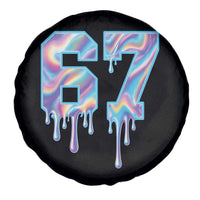 Baseball Drip Number 67 Player Spare Tire Cover Funny Six Seven Meme 67th Birthday Holographic Dripping - Wonder Print Shop