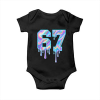 Baseball Drip Number 67 Player Baby Onesie Funny Six Seven Meme 67th Birthday Holographic Dripping - Wonder Print Shop