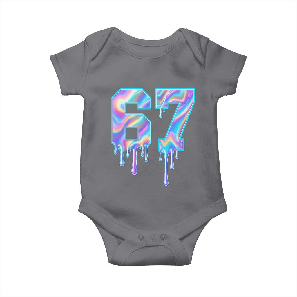 Baseball Drip Number 67 Player Baby Onesie Funny Six Seven Meme 67th Birthday Holographic Dripping - Wonder Print Shop