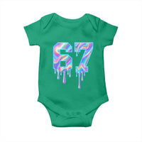 Baseball Drip Number 67 Player Baby Onesie Funny Six Seven Meme 67th Birthday Holographic Dripping - Wonder Print Shop