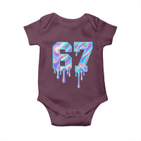 Baseball Drip Number 67 Player Baby Onesie Funny Six Seven Meme 67th Birthday Holographic Dripping - Wonder Print Shop