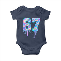 Baseball Drip Number 67 Player Baby Onesie Funny Six Seven Meme 67th Birthday Holographic Dripping - Wonder Print Shop