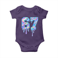 Baseball Drip Number 67 Player Baby Onesie Funny Six Seven Meme 67th Birthday Holographic Dripping - Wonder Print Shop