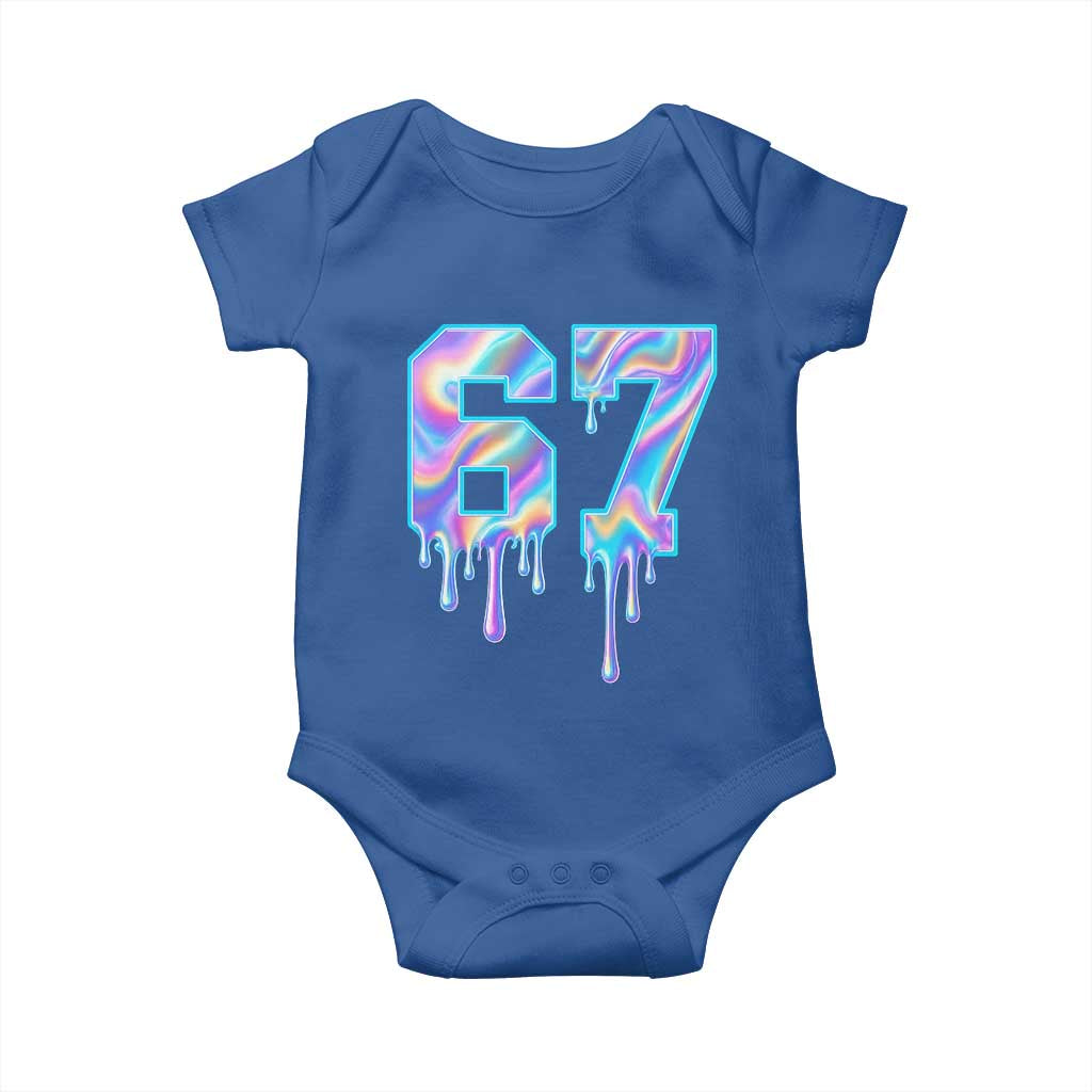 Baseball Drip Number 67 Player Baby Onesie Funny Six Seven Meme 67th Birthday Holographic Dripping - Wonder Print Shop