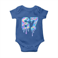 Baseball Drip Number 67 Player Baby Onesie Funny Six Seven Meme 67th Birthday Holographic Dripping - Wonder Print Shop