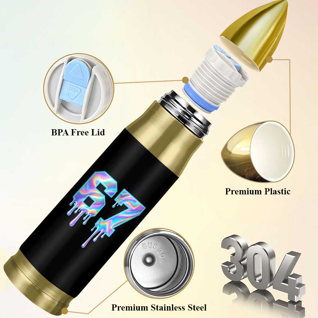 Baseball Drip Number 67 Player Bullet Tumbler Funny Six Seven Meme 67th Birthday Holographic Dripping - Wonder Print Shop