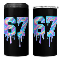 Baseball Drip Number 67 Player 4 in 1 Can Cooler Tumbler Funny Six Seven Meme 67th Birthday Holographic Dripping - Wonder Print Shop