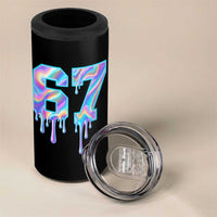 Baseball Drip Number 67 Player 4 in 1 Can Cooler Tumbler Funny Six Seven Meme 67th Birthday Holographic Dripping - Wonder Print Shop