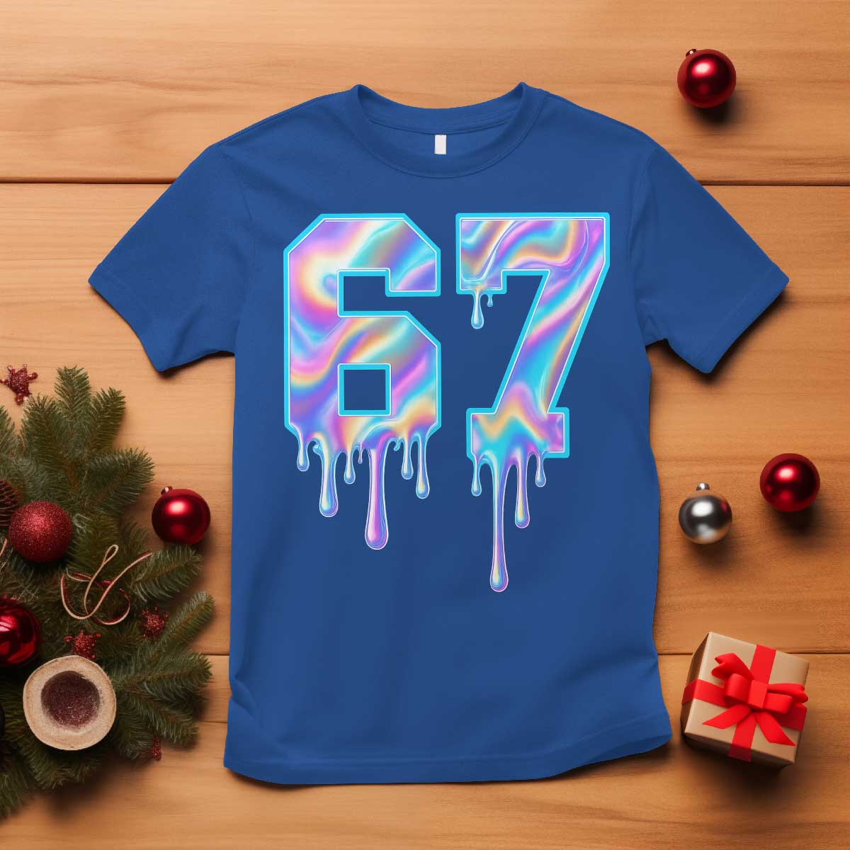 Baseball Drip Number 67 Player T Shirt Funny Six Seven Meme 67th Birthday Holographic Dripping - Wonder Print Shop