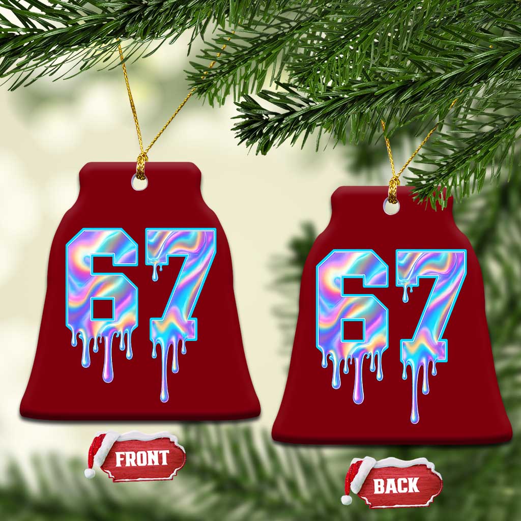 Baseball Drip Number 67 Player Ceramic Ornament Funny Six Seven Meme 67th Birthday Holographic Dripping - Wonder Print Shop