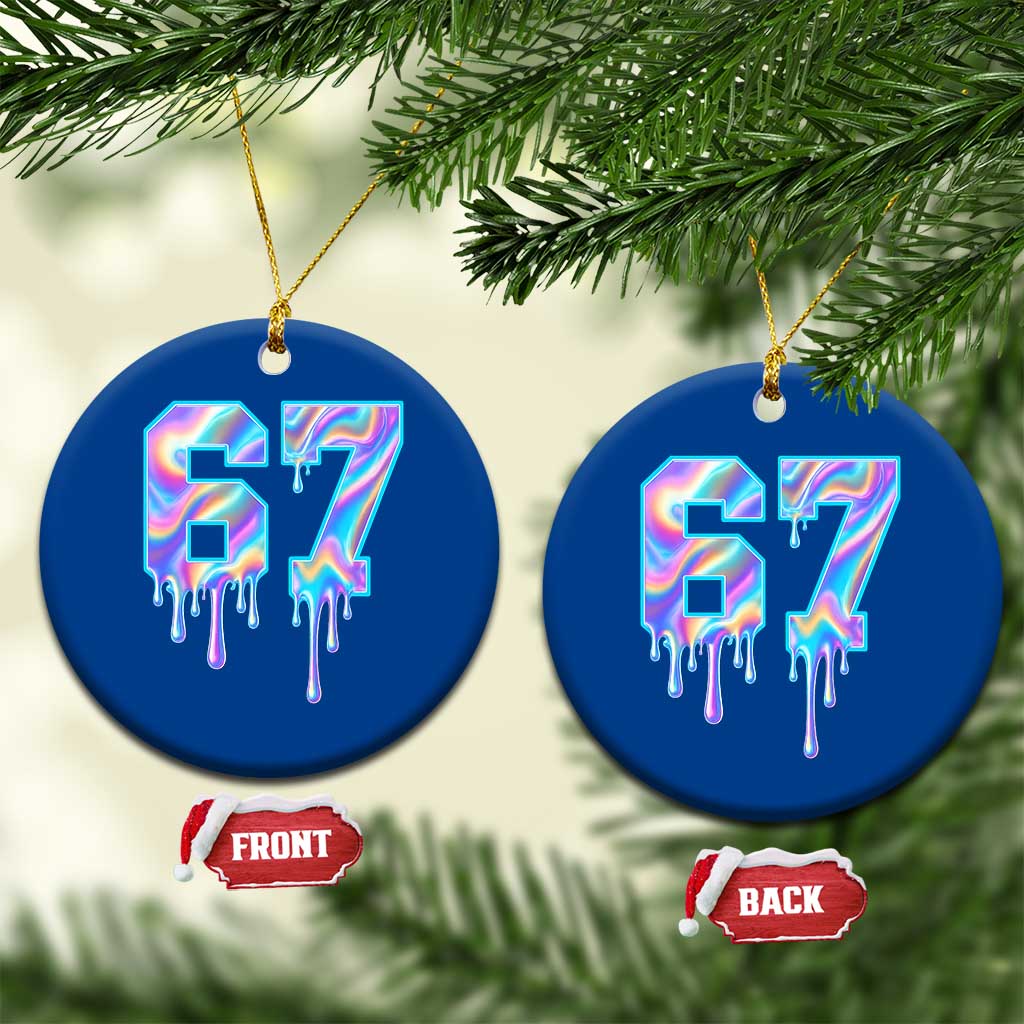 Baseball Drip Number 67 Player Ceramic Ornament Funny Six Seven Meme 67th Birthday Holographic Dripping - Wonder Print Shop