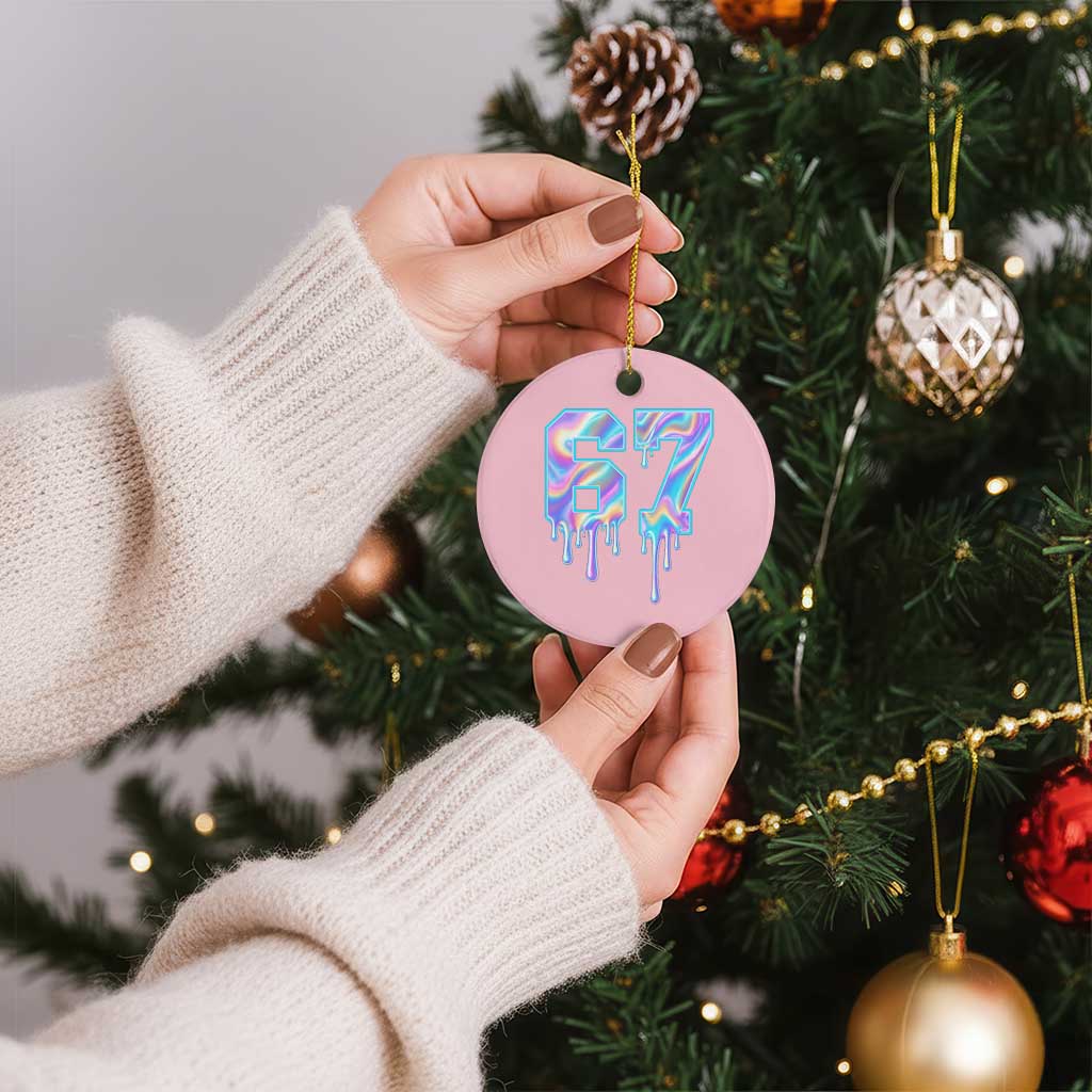 Baseball Drip Number 67 Player Ceramic Ornament Funny Six Seven Meme 67th Birthday Holographic Dripping - Wonder Print Shop