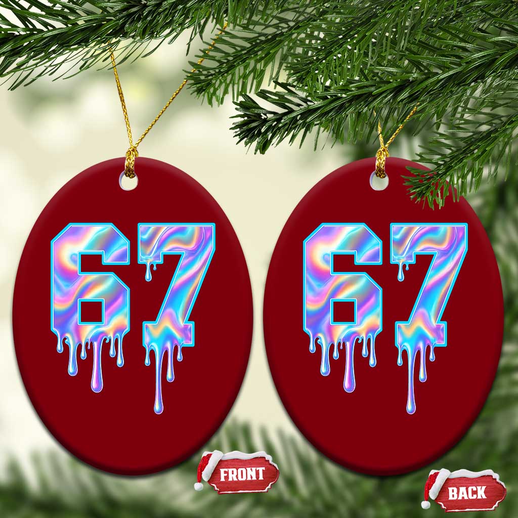 Baseball Drip Number 67 Player Ceramic Ornament Funny Six Seven Meme 67th Birthday Holographic Dripping - Wonder Print Shop