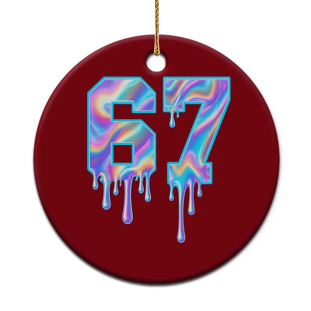 Baseball Drip Number 67 Player Ceramic Ornament Funny Six Seven Meme 67th Birthday Holographic Dripping - Wonder Print Shop