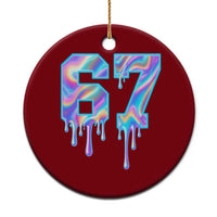 Baseball Drip Number 67 Player Ceramic Ornament Funny Six Seven Meme 67th Birthday Holographic Dripping - Wonder Print Shop