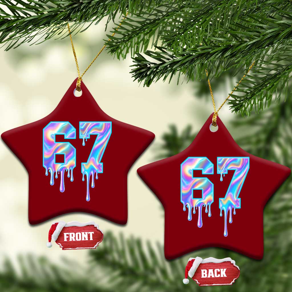 Baseball Drip Number 67 Player Ceramic Ornament Funny Six Seven Meme 67th Birthday Holographic Dripping - Wonder Print Shop