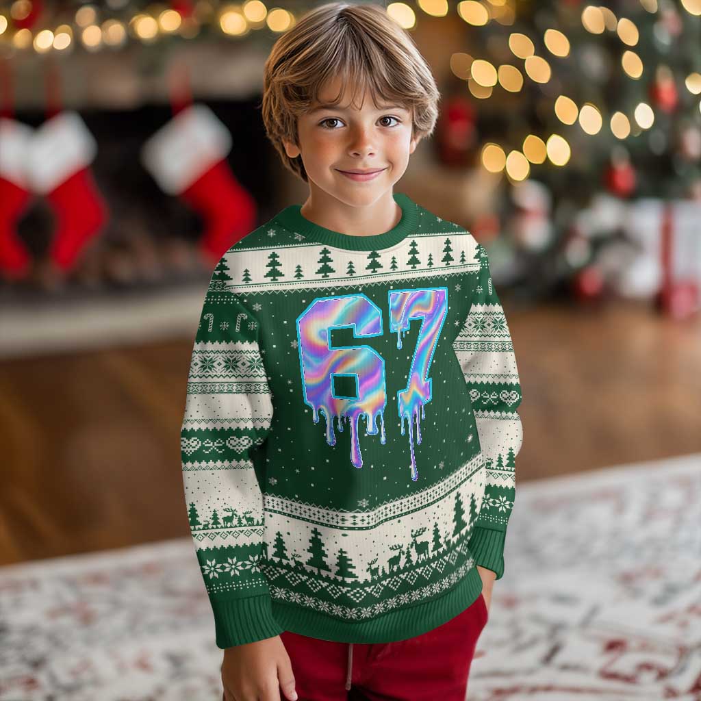 Baseball Drip Number 67 Player Ugly Christmas Sweater Funny Six Seven Meme 67th Birthday Holographic Dripping - Wonder Print Shop