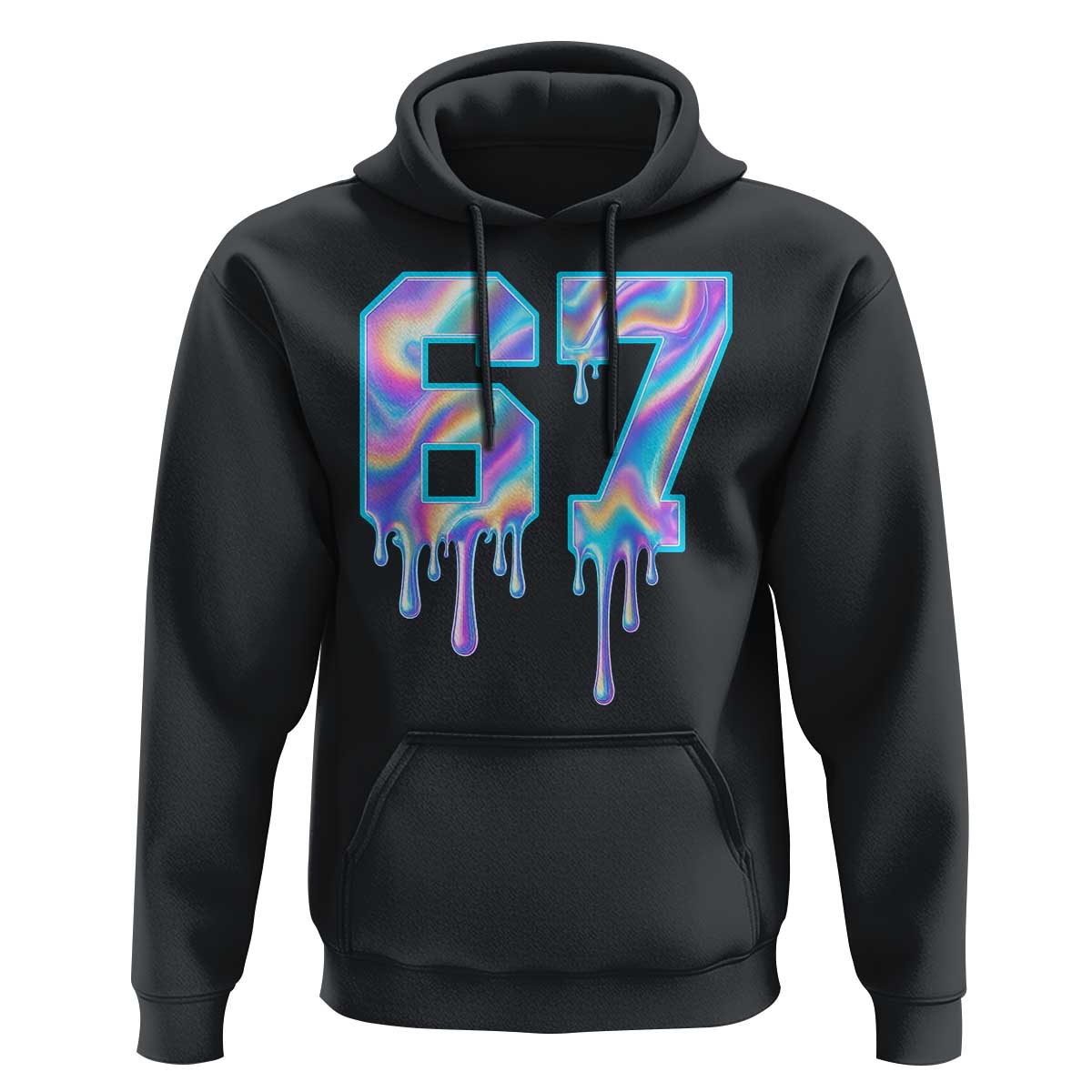Baseball Drip Number 67 Player Hoodie Funny Six Seven Meme 67th Birthday Holographic Dripping - Wonder Print Shop