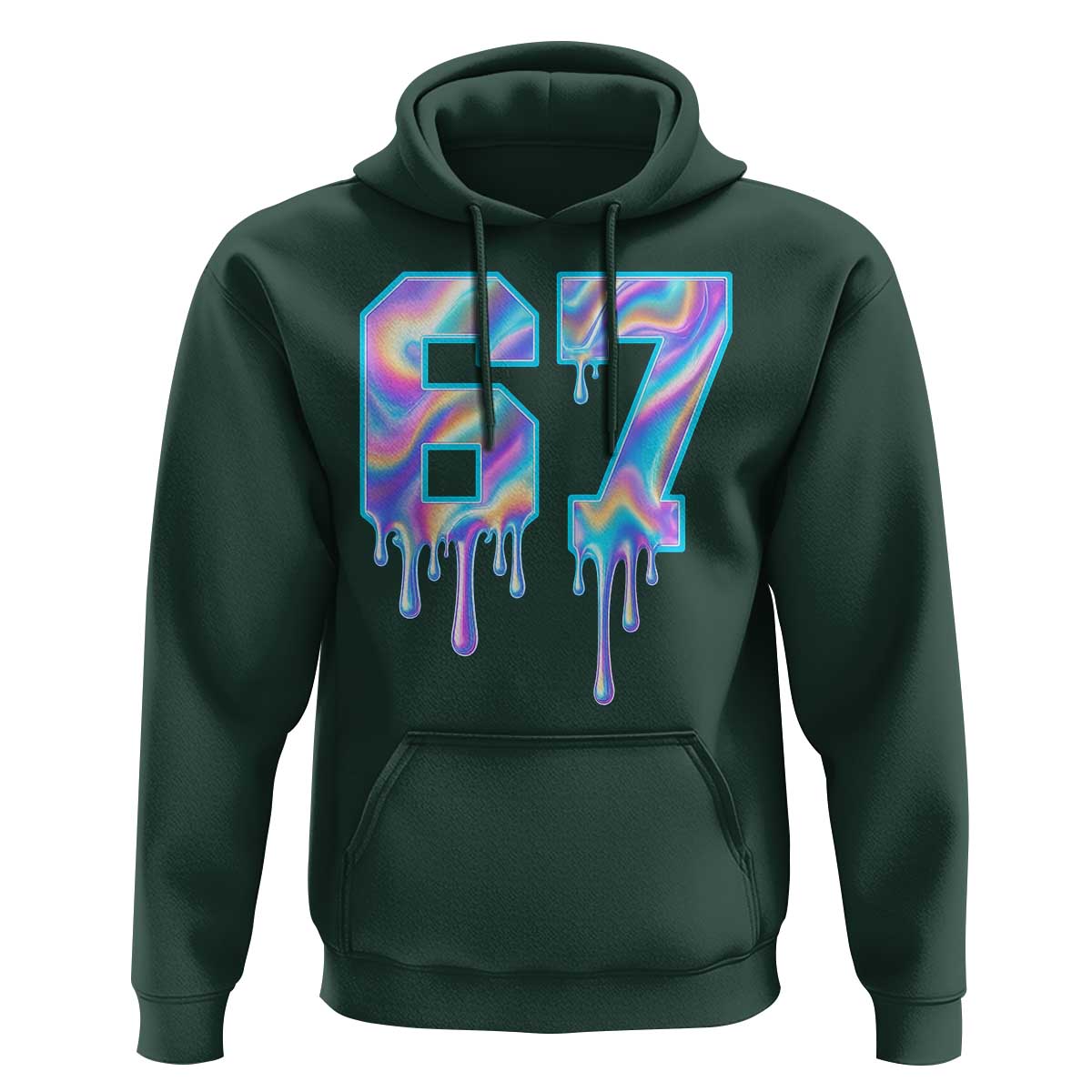 Baseball Drip Number 67 Player Hoodie Funny Six Seven Meme 67th Birthday Holographic Dripping - Wonder Print Shop