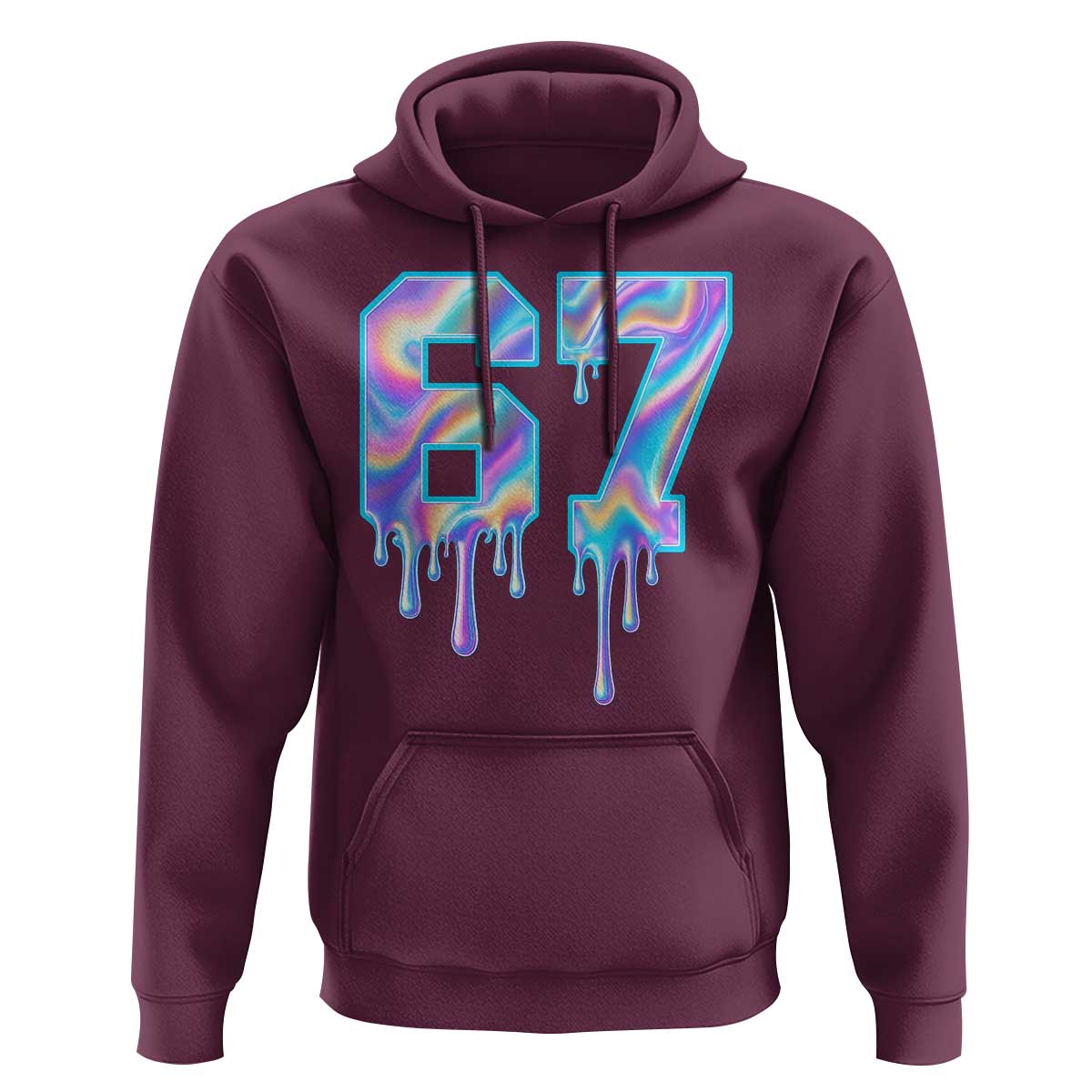 Baseball Drip Number 67 Player Hoodie Funny Six Seven Meme 67th Birthday Holographic Dripping - Wonder Print Shop