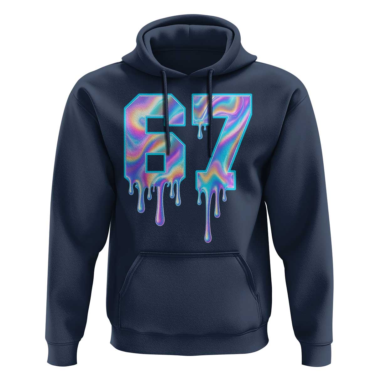 Baseball Drip Number 67 Player Hoodie Funny Six Seven Meme 67th Birthday Holographic Dripping - Wonder Print Shop