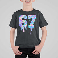 Baseball Drip Number 67 Player T Shirt For Kid Funny Six Seven Meme 67th Birthday Holographic Dripping - Wonder Print Shop