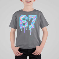 Baseball Drip Number 67 Player T Shirt For Kid Funny Six Seven Meme 67th Birthday Holographic Dripping - Wonder Print Shop