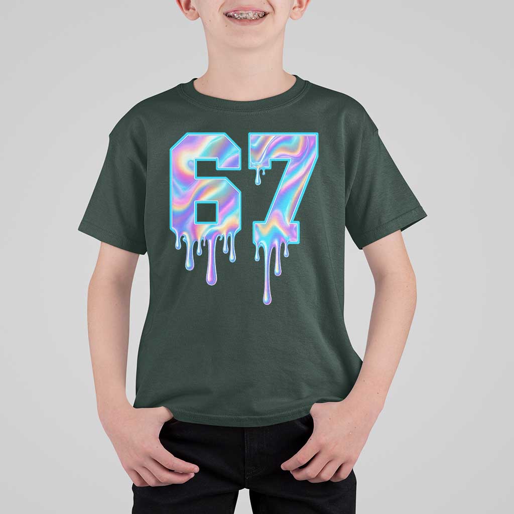 Baseball Drip Number 67 Player T Shirt For Kid Funny Six Seven Meme 67th Birthday Holographic Dripping - Wonder Print Shop