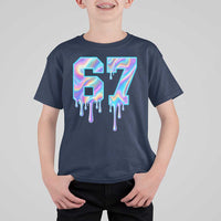 Baseball Drip Number 67 Player T Shirt For Kid Funny Six Seven Meme 67th Birthday Holographic Dripping - Wonder Print Shop