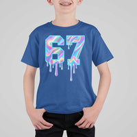 Baseball Drip Number 67 Player T Shirt For Kid Funny Six Seven Meme 67th Birthday Holographic Dripping - Wonder Print Shop