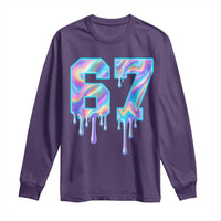 Baseball Drip Number 67 Player Long Sleeve Shirt Funny Six Seven Meme 67th Birthday Holographic Dripping - Wonder Print Shop