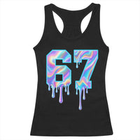 Baseball Drip Number 67 Player Racerback Tank Top Funny Six Seven Meme 67th Birthday Holographic Dripping - Wonder Print Shop