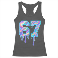 Baseball Drip Number 67 Player Racerback Tank Top Funny Six Seven Meme 67th Birthday Holographic Dripping - Wonder Print Shop