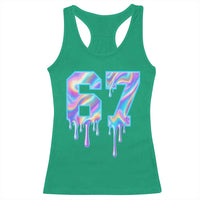 Baseball Drip Number 67 Player Racerback Tank Top Funny Six Seven Meme 67th Birthday Holographic Dripping - Wonder Print Shop
