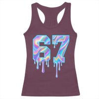 Baseball Drip Number 67 Player Racerback Tank Top Funny Six Seven Meme 67th Birthday Holographic Dripping - Wonder Print Shop