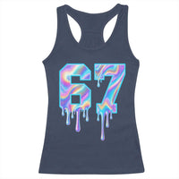Baseball Drip Number 67 Player Racerback Tank Top Funny Six Seven Meme 67th Birthday Holographic Dripping - Wonder Print Shop