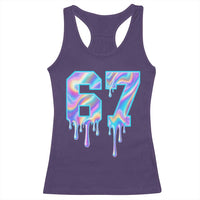 Baseball Drip Number 67 Player Racerback Tank Top Funny Six Seven Meme 67th Birthday Holographic Dripping - Wonder Print Shop