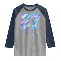 Baseball Drip Number 67 Player Raglan Shirt Funny Six Seven Meme 67th Birthday Holographic Dripping - Wonder Print Shop