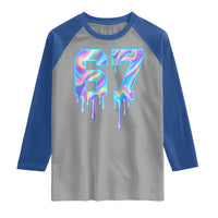 Baseball Drip Number 67 Player Raglan Shirt Funny Six Seven Meme 67th Birthday Holographic Dripping - Wonder Print Shop