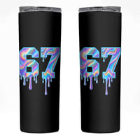 Baseball Drip Number 67 Player Skinny Tumbler Funny Six Seven Meme 67th Birthday Holographic Dripping - Wonder Print Shop