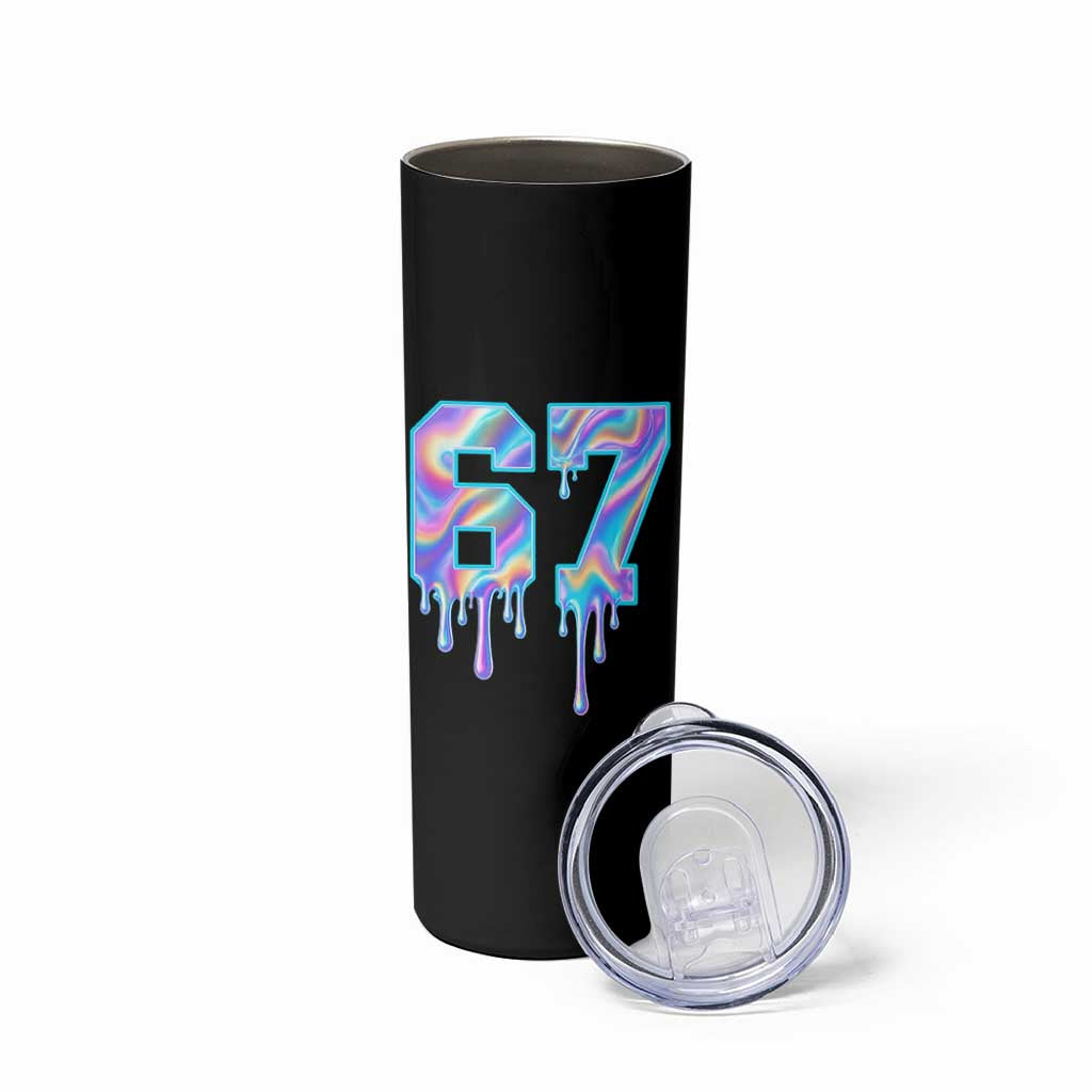 Baseball Drip Number 67 Player Skinny Tumbler Funny Six Seven Meme 67th Birthday Holographic Dripping - Wonder Print Shop