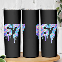 Baseball Drip Number 67 Player Skinny Tumbler Funny Six Seven Meme 67th Birthday Holographic Dripping - Wonder Print Shop