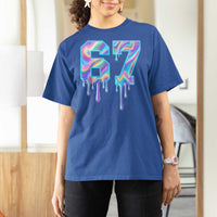 Baseball Drip Number 67 Player T Shirt For Women Funny Six Seven Meme 67th Birthday Holographic Dripping - Wonder Print Shop