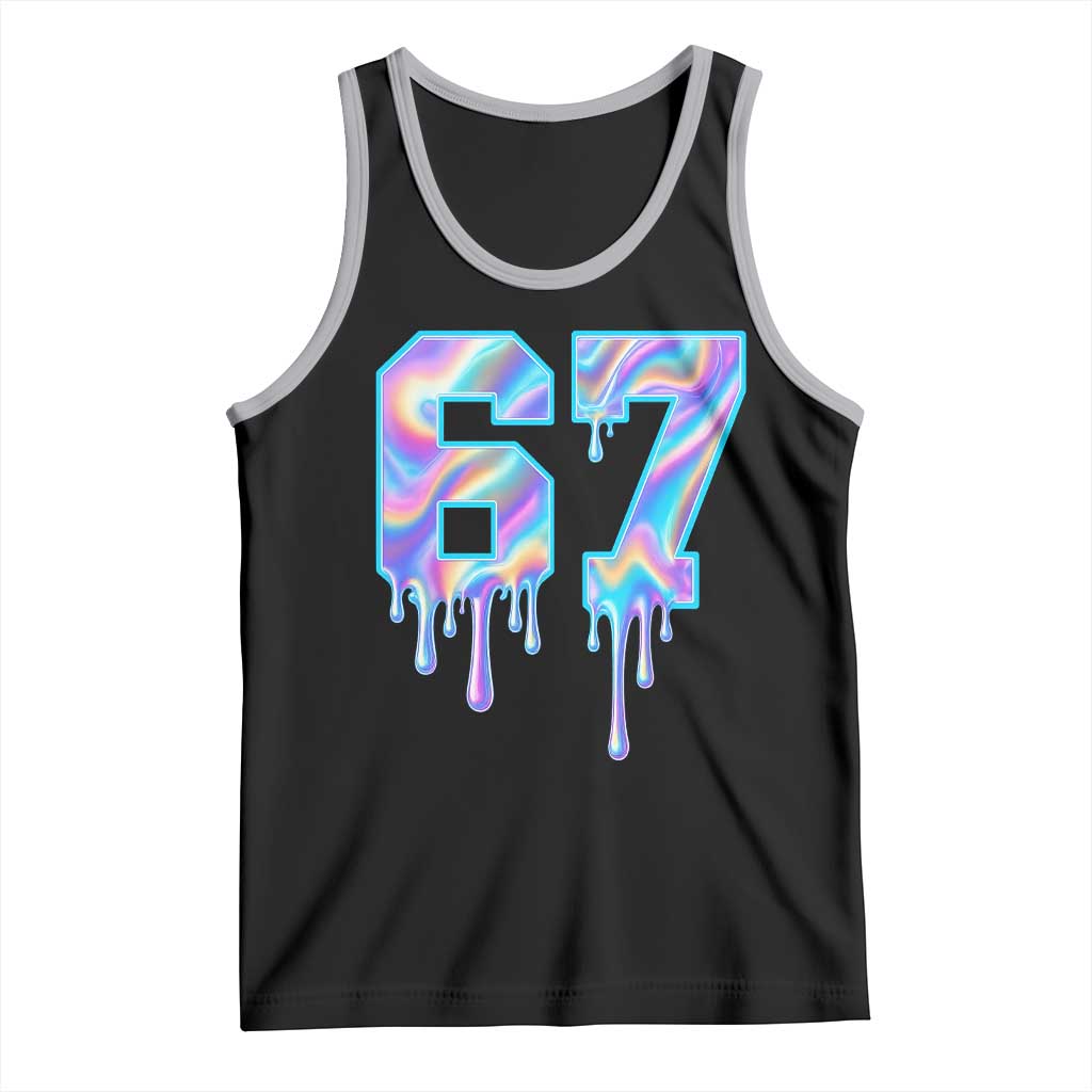 Baseball Drip Number 67 Player Tank Top Funny Six Seven Meme 67th Birthday Holographic Dripping - Wonder Print Shop