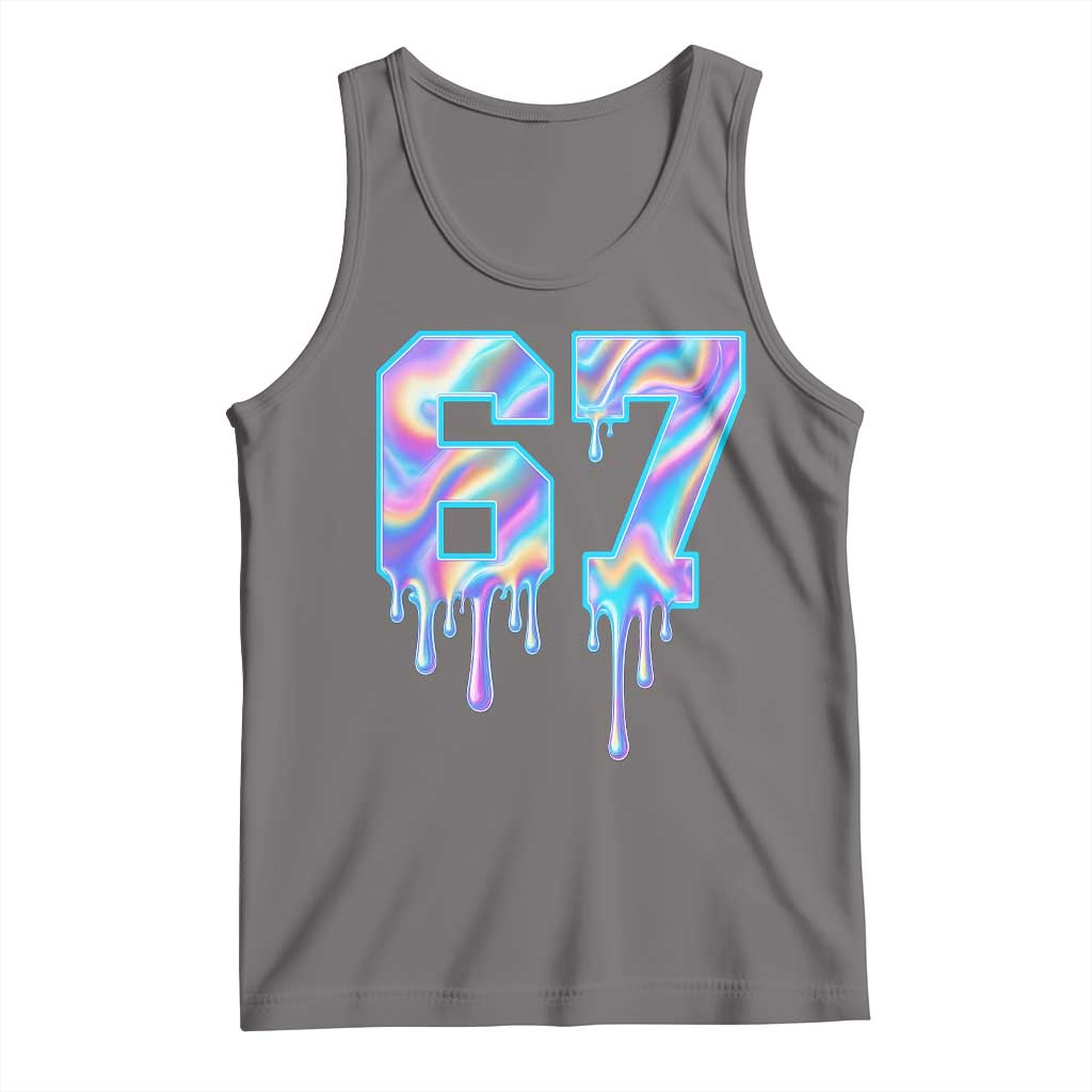 Baseball Drip Number 67 Player Tank Top Funny Six Seven Meme 67th Birthday Holographic Dripping - Wonder Print Shop